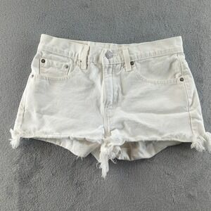 Vintage Y2K Levis Cut Off Shorts Size 7 JR (Fits W28) White High Rise Denim